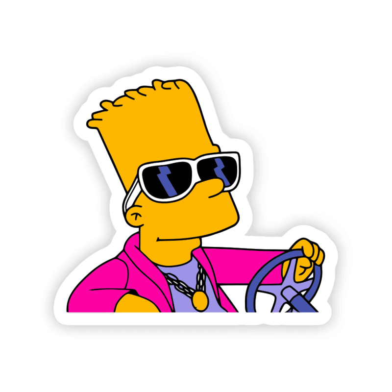 The Simpsons Driving Sticker Stickermirchi